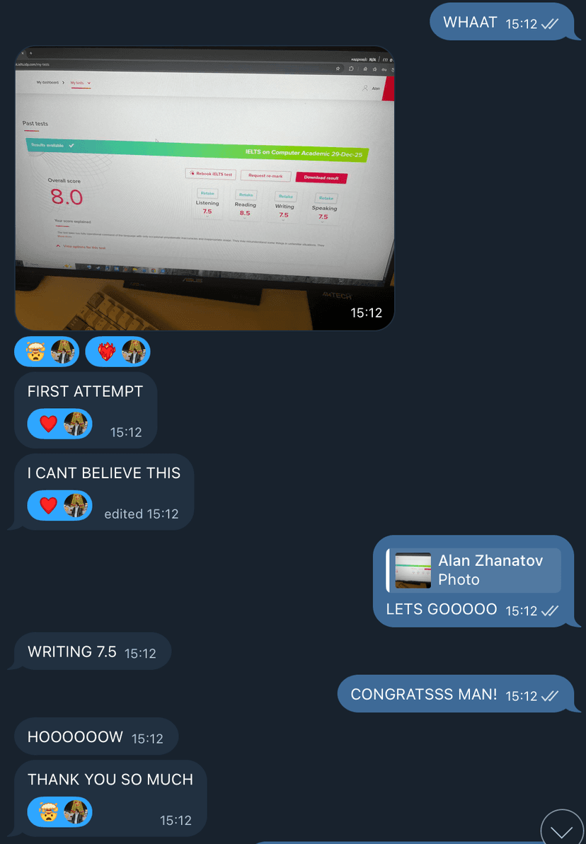 Alan's IELTS score
